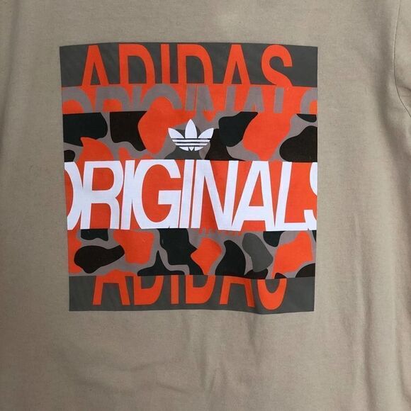 ADIDAS ORIGINALS Tan Green Orange CAMOUFLAGE TEE, M - Picture 4 of 6